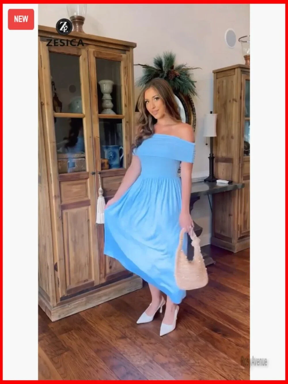 Sleeveless Off Shoulder Maxi Dress Slim Fit Swing Pleated Formal Casual - Picture 7 of 7